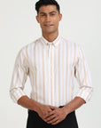 Beige and White Striped Elegance Shirt