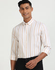Beige and White Striped Elegance Shirt
