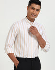 Beige and White Striped Elegance Shirt