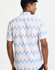 White Zigzag Half Sleeve Print Shirt