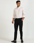 Beige and White Striped Elegance Shirt