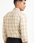 Beige Plaid Button-Down Shirt