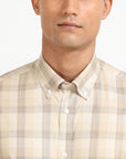 Beige Plaid Button-Down Shirt