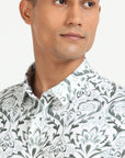 Green Flower Print Shirt