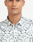Green Flower Print Shirt