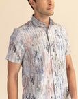 Half Sleeves Multi Abstract Print Shirt EOSS