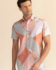 Half Sleeves Peach Print Shirt EOSS