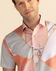 Half Sleeves Peach Print Shirt EOSS
