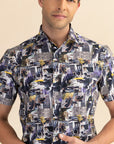 Half Sleeves Navy Print Shirt EOSS