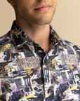 Half Sleeves Navy Print Shirt EOSS