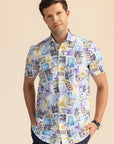 Half Sleeves Stamp Print Shirt EOSS