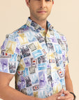 Half Sleeves Stamp Print Shirt EOSS