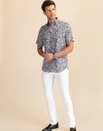 Abstract black & white satin shirt EOSS