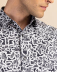 Abstract black & white satin shirt EOSS