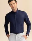 Navy Blue Poplin Solid Shirt