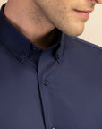 Navy Blue Poplin Solid Shirt