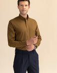 Brown Poplin Solid Shirt EOSS