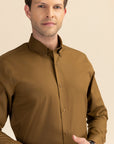 Brown Poplin Solid Shirt EOSS