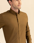 Brown Poplin Solid Shirt EOSS