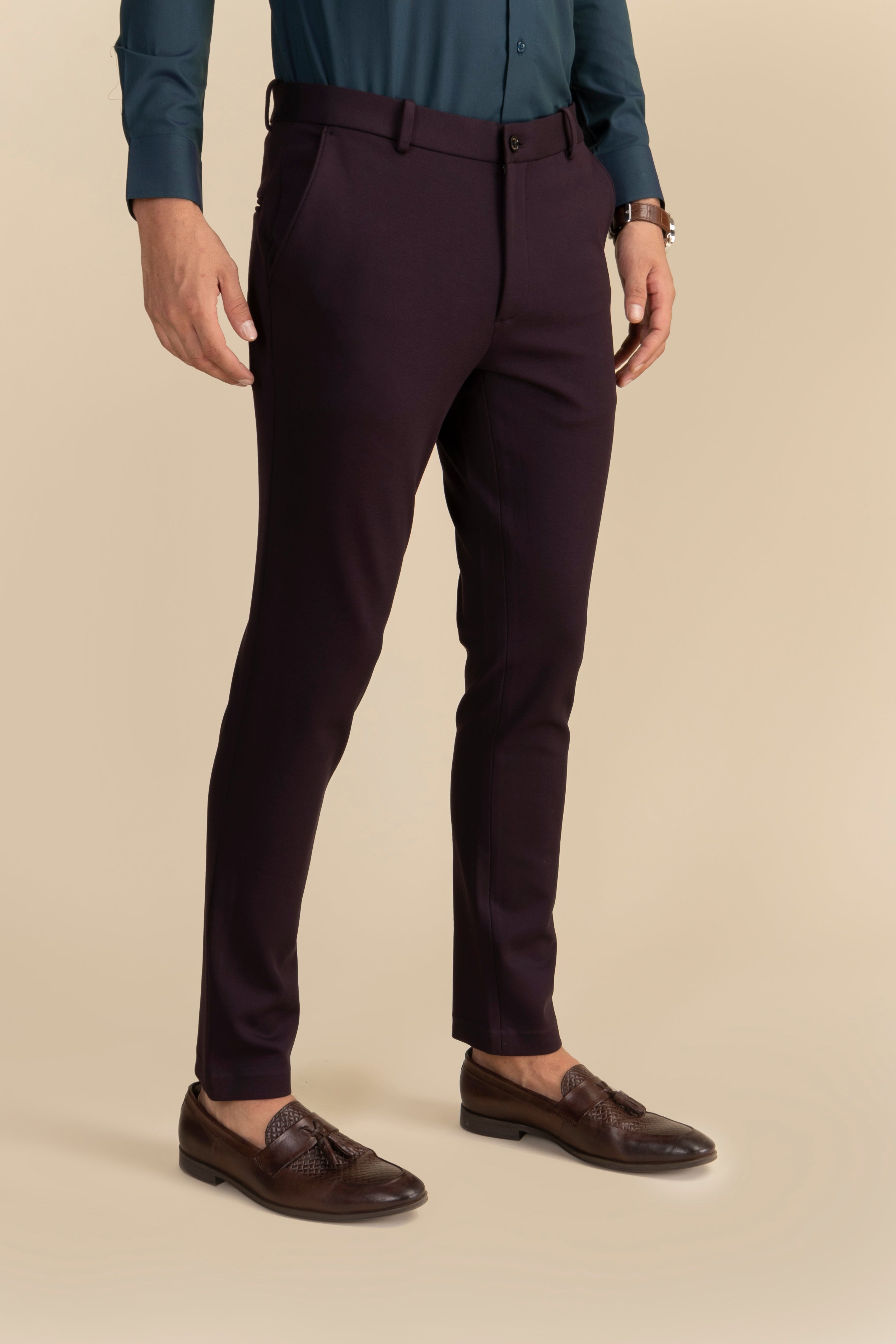 Burgundy stretch pants best sale