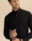 Black Poplin Solid Shirt