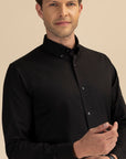 Black Poplin Solid Shirt