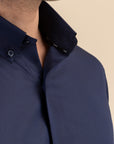 Navy Blue Poplin Solid Shirt