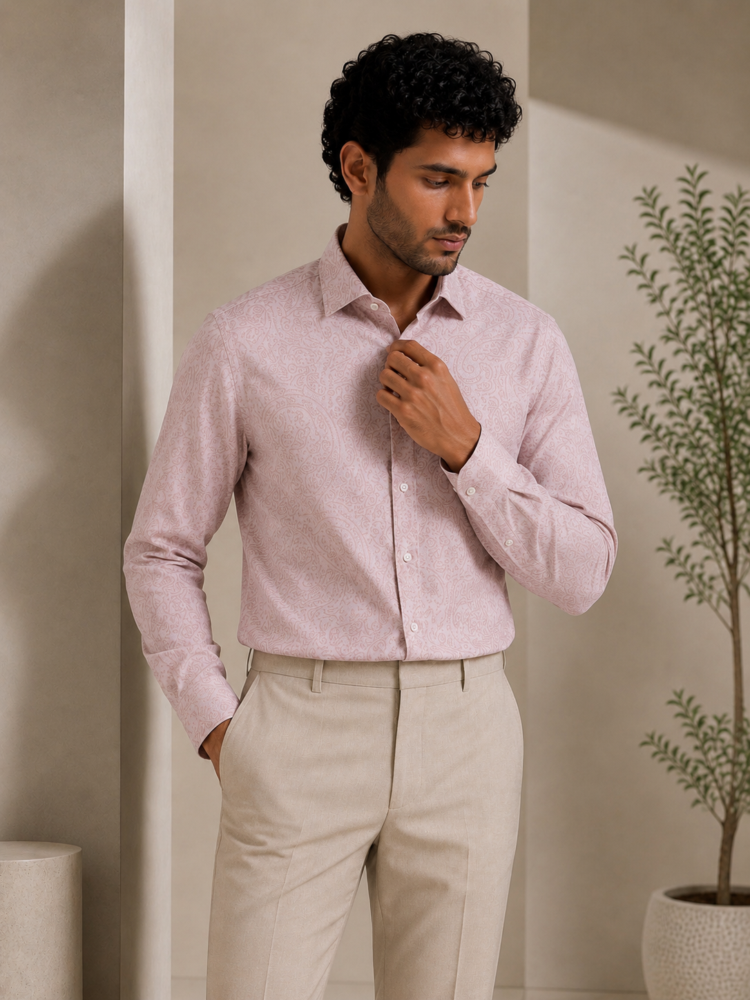 Pink Premium Jacquard Shirt