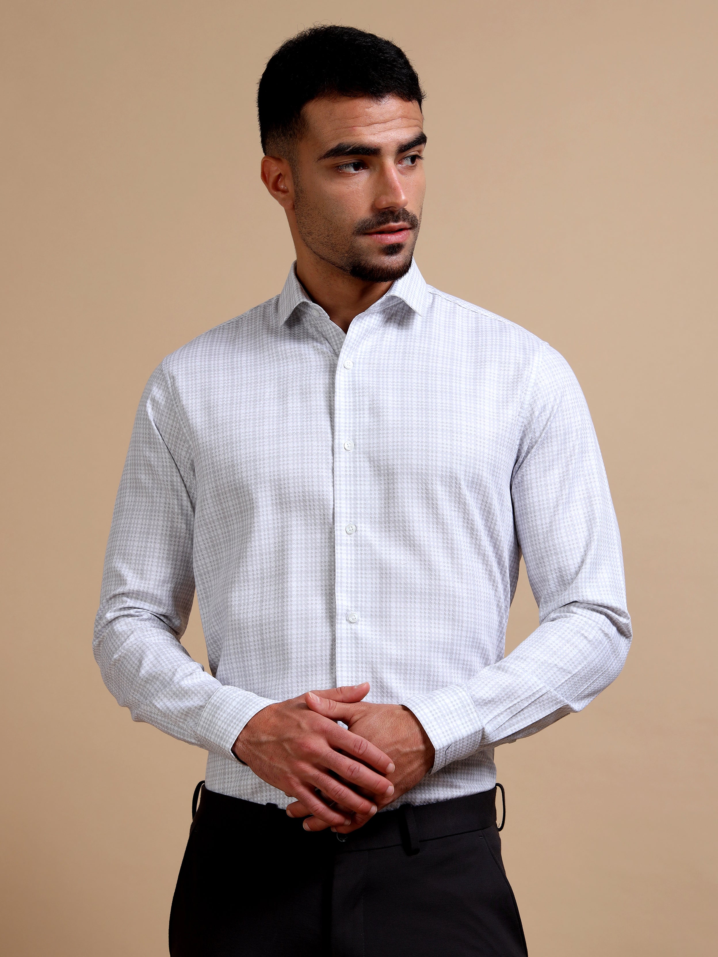 Metropolitan White Check Formal Shirt