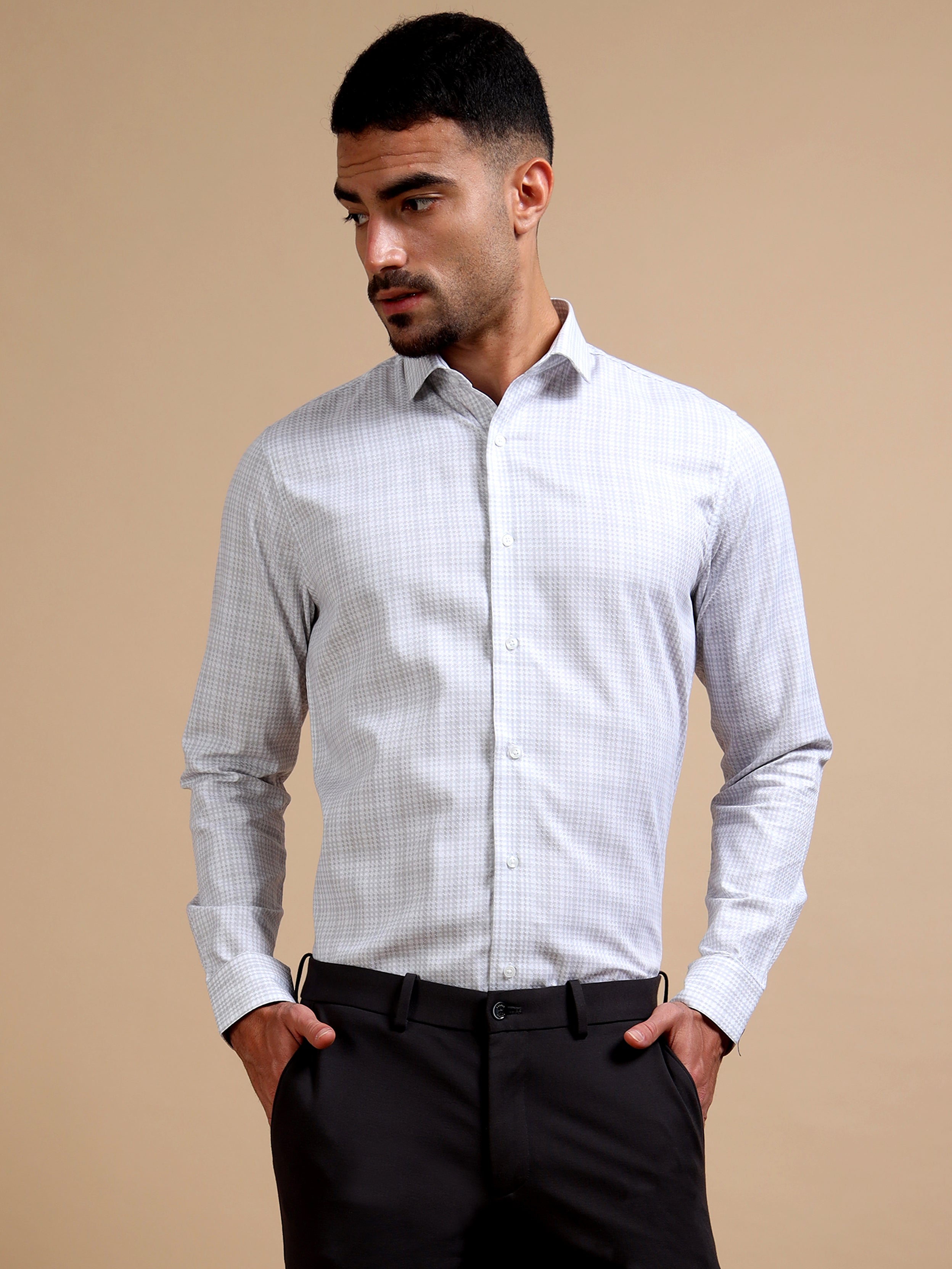 Metropolitan White Check Formal Shirt