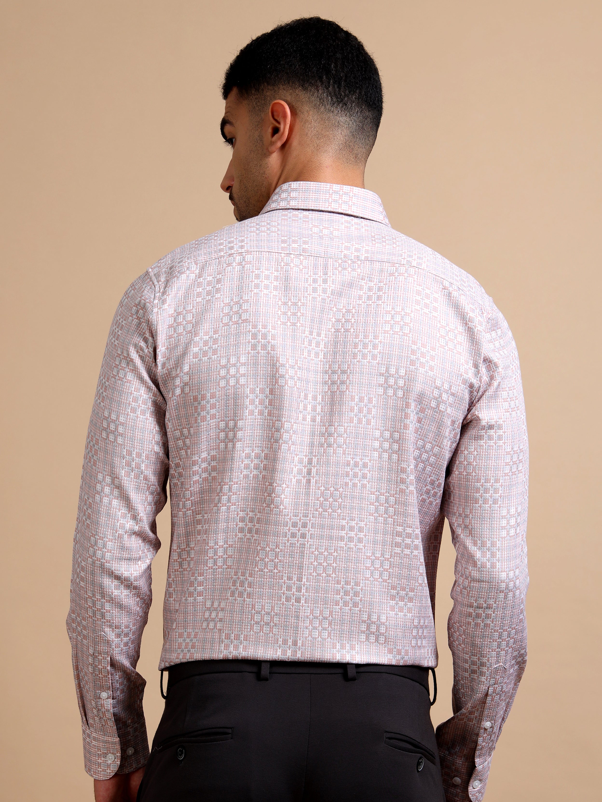 Peach Jacquard Festive Shirt