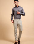 Neutral Grey Formal Check Shirt