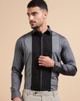 Black Paneled Occasion Shirt