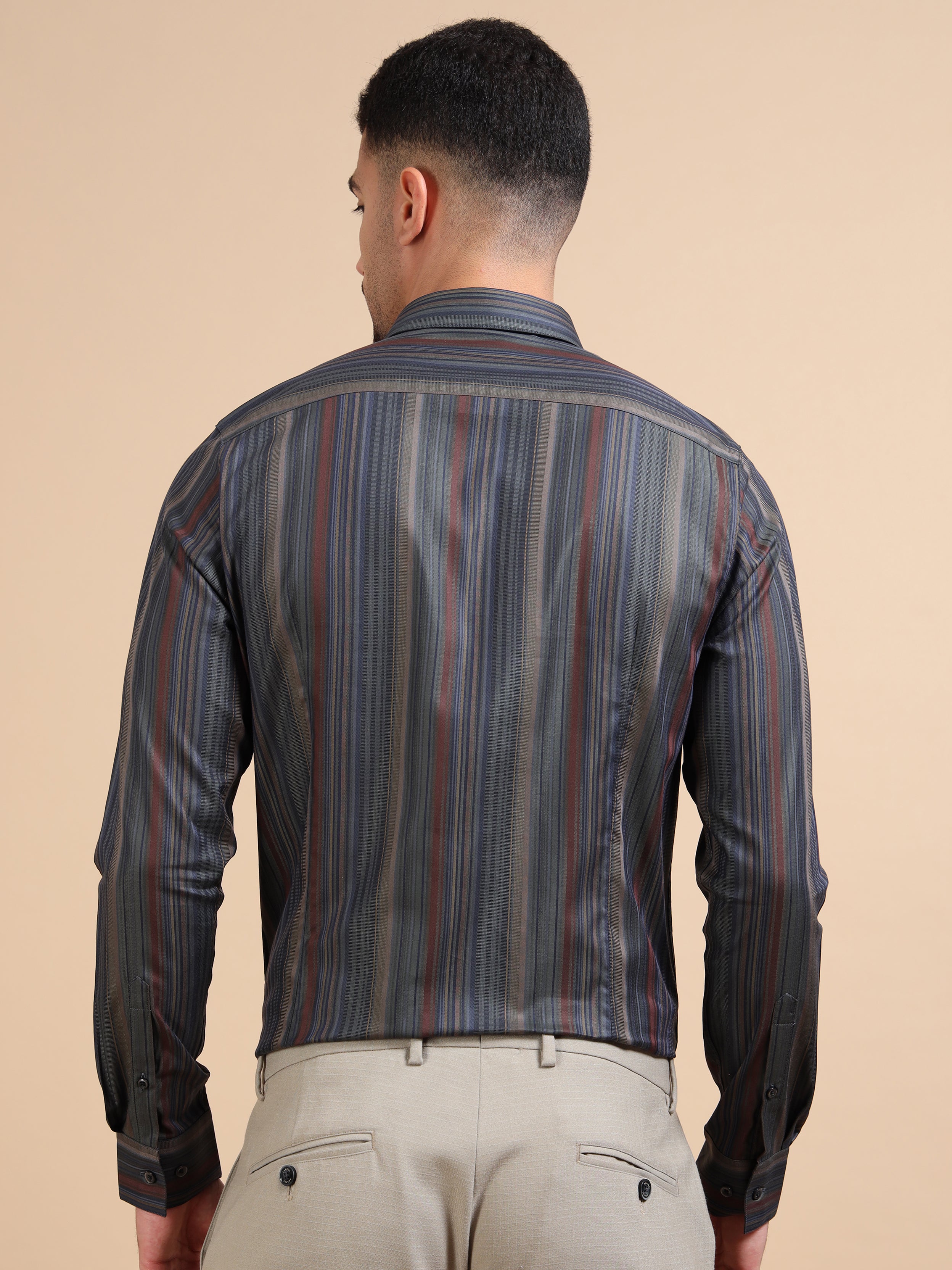 Mozart Navy Formal Stripe Shirt