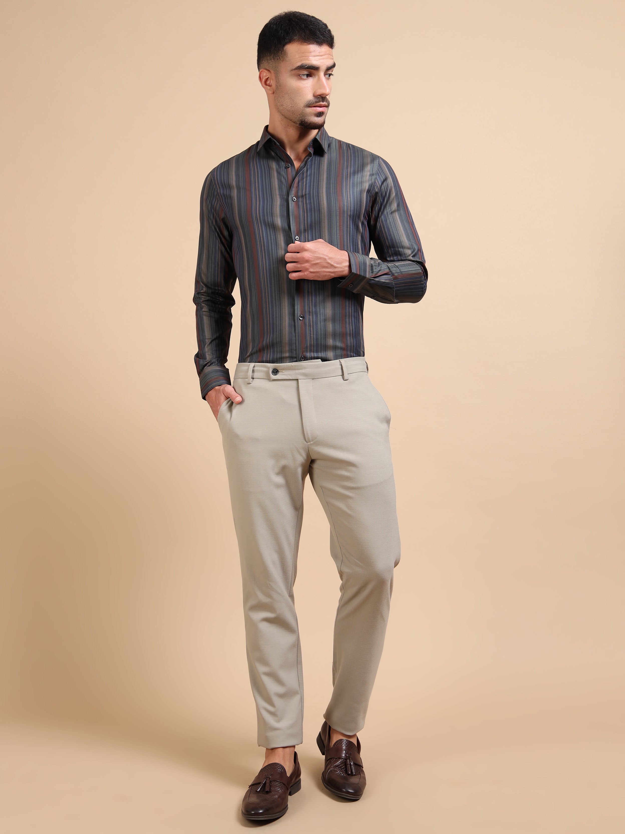 Mozart Navy Formal Stripe Shirt