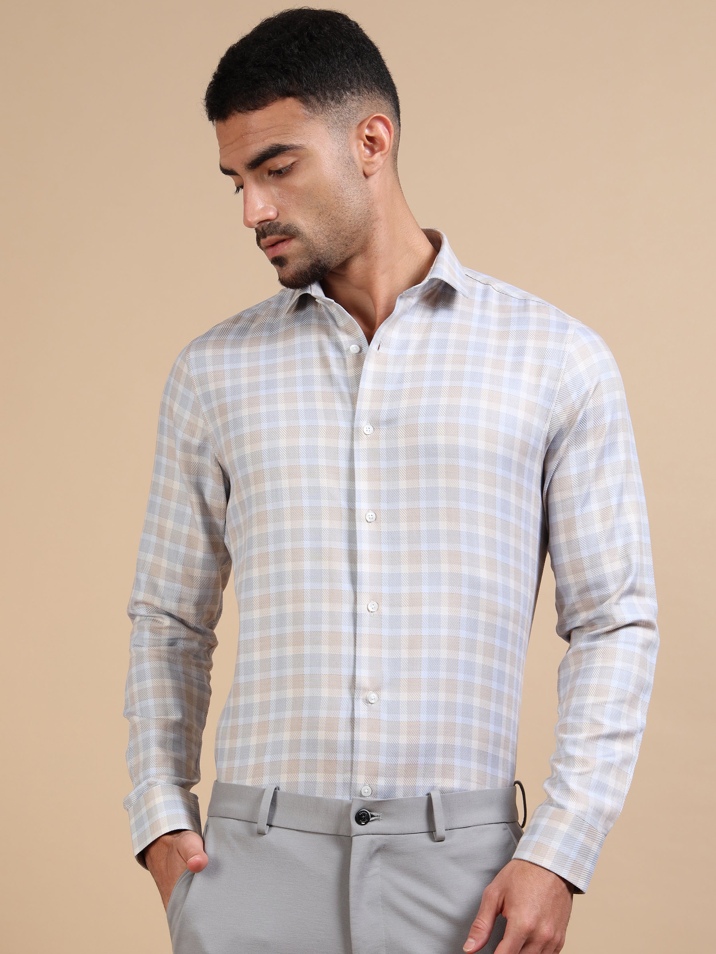 Subtle Light Formal Check Shirt