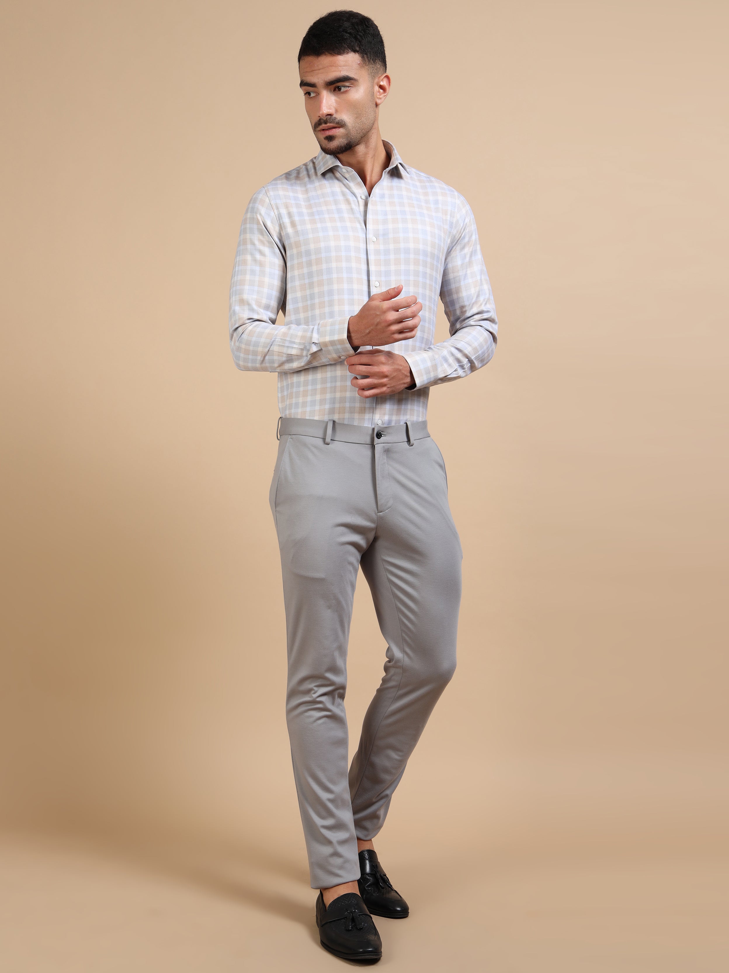 Subtle Light Formal Check Shirt