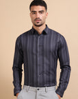 Slate Grey Formal Stripe Shirt