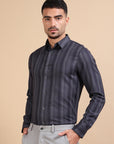 Slate Grey Formal Stripe Shirt