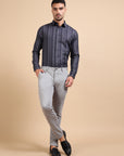 Slate Grey Formal Stripe Shirt