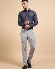 Slate Grey Formal Stripe Shirt