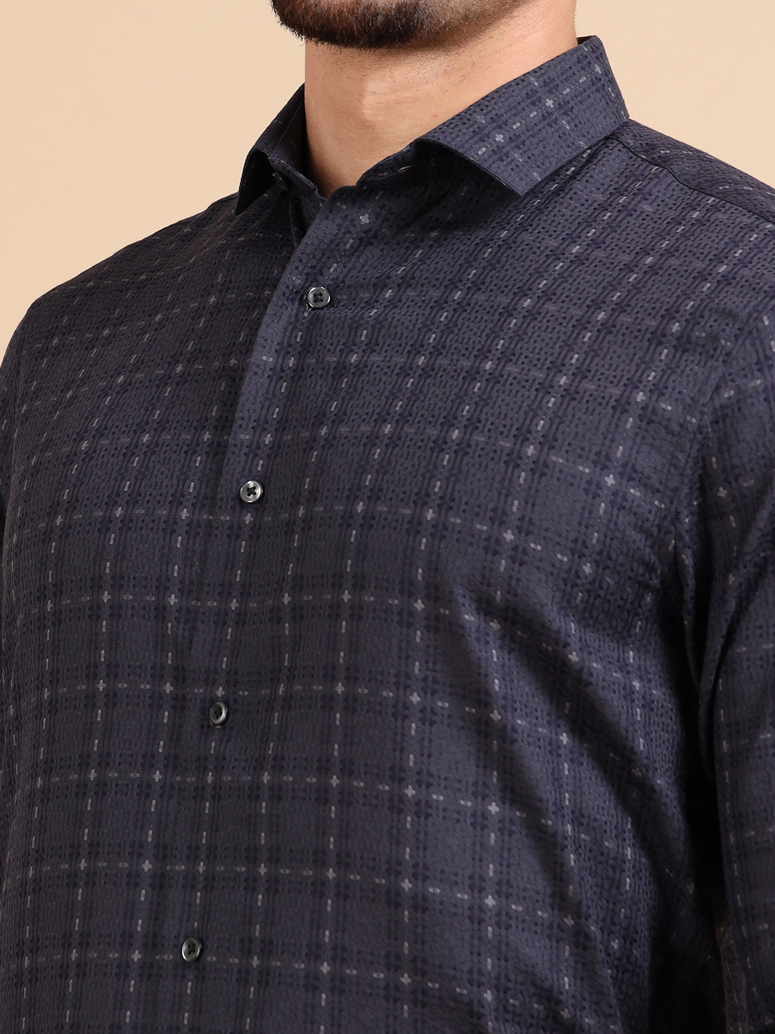 Black Checkered Jacquard Shirt