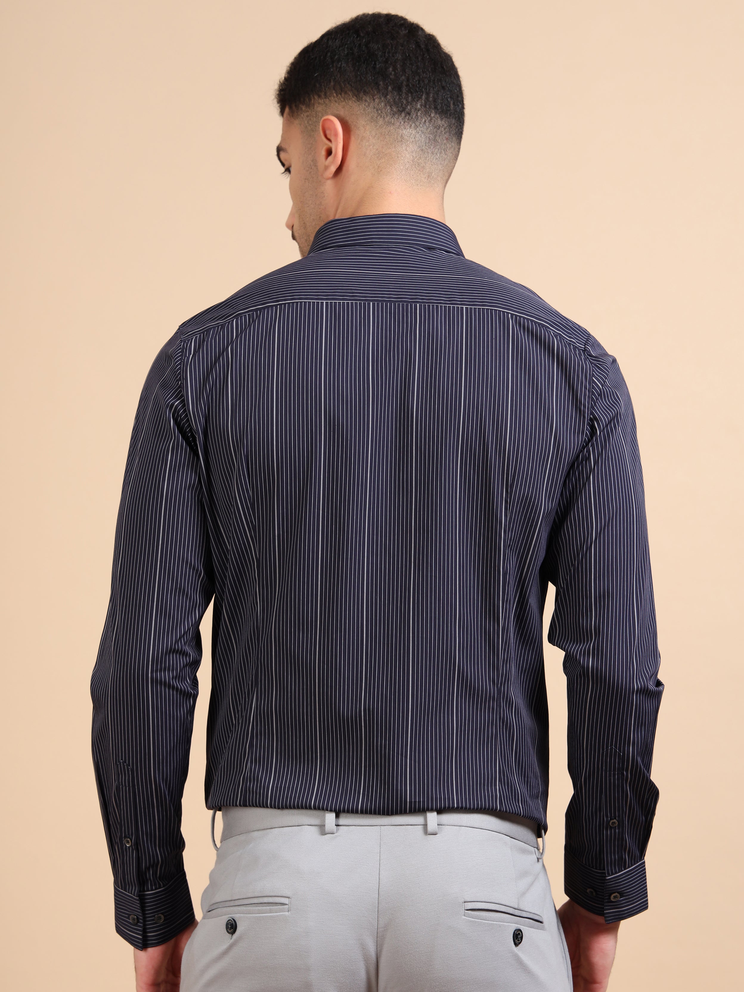 Navy Pureplay Stripe Shirt