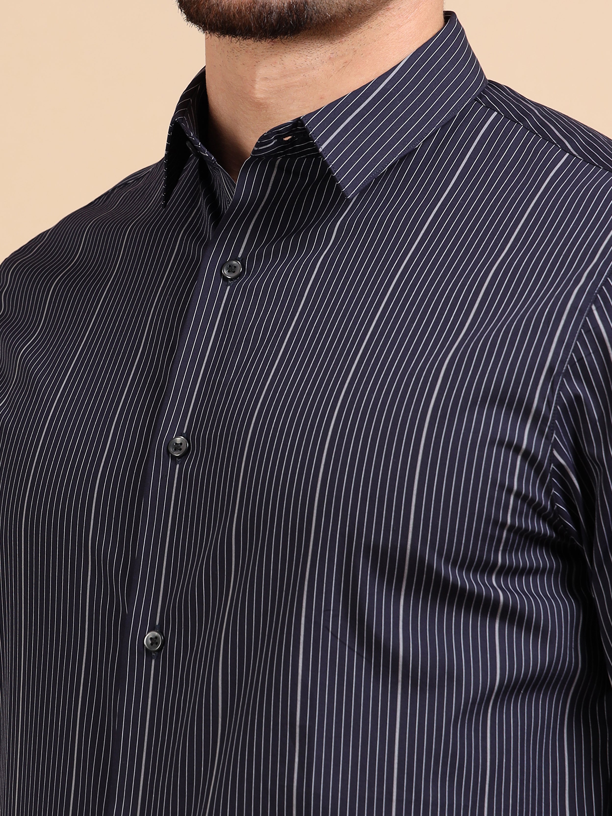 Navy Pureplay Stripe Shirt