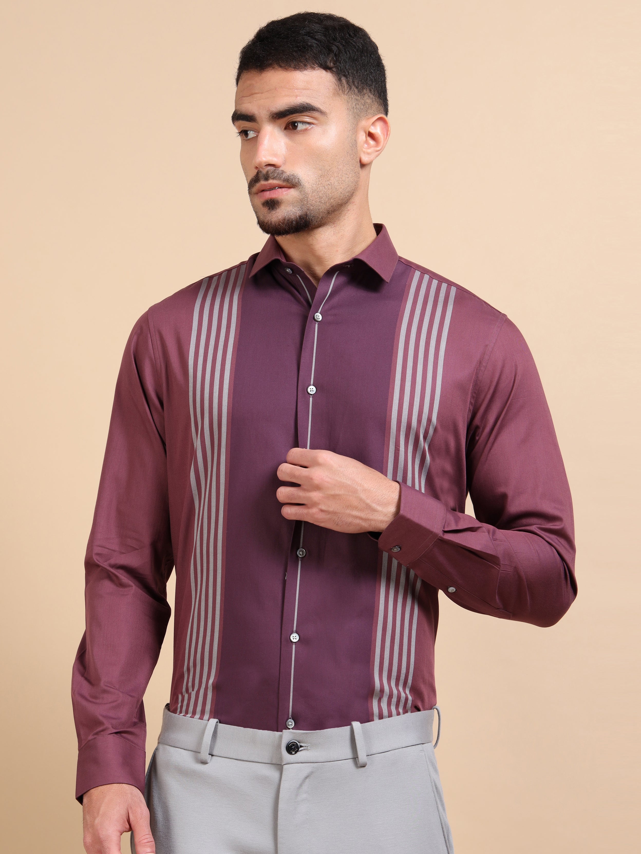 Maroon Paneled Occasion Shirt