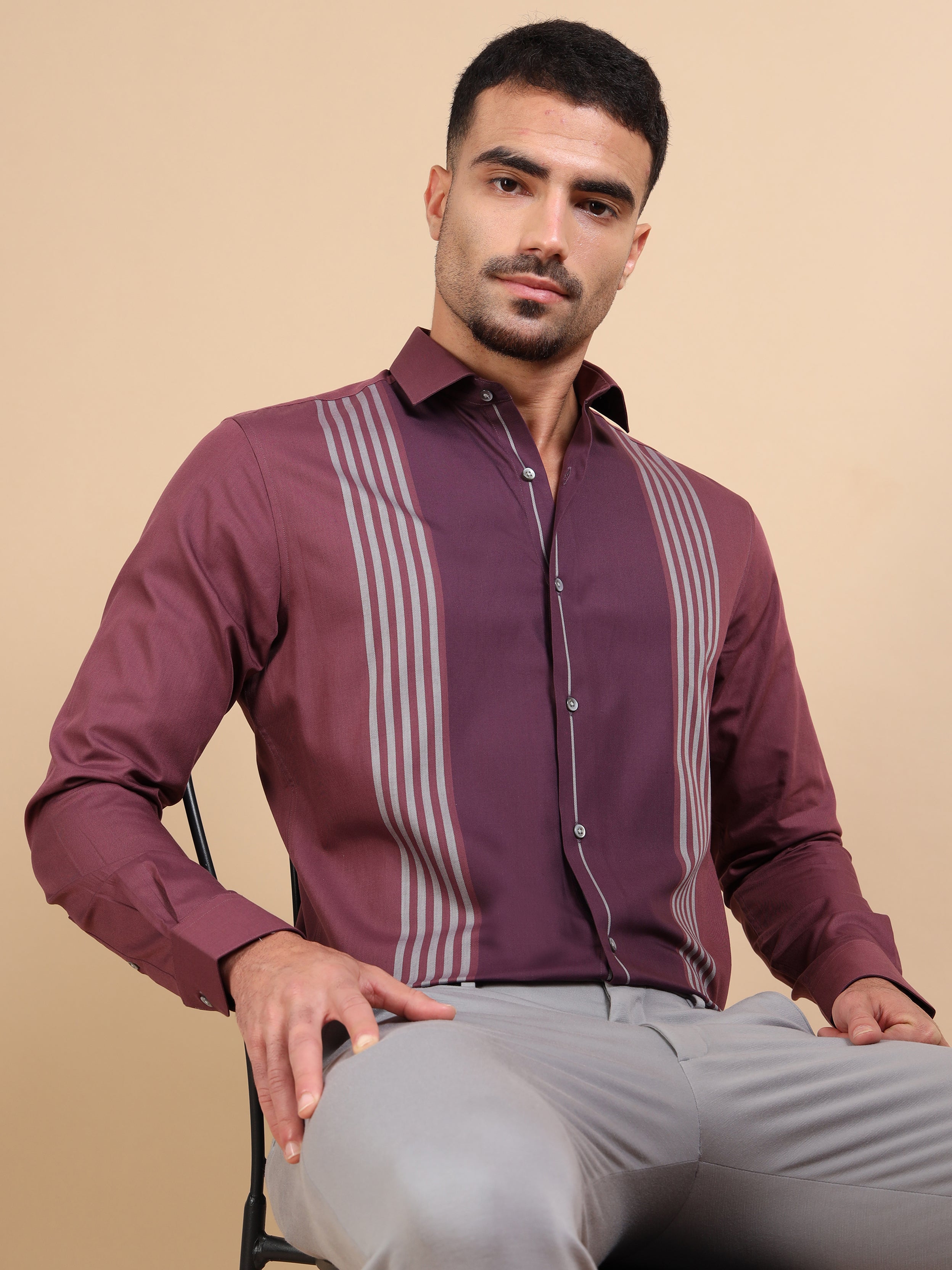 Maroon Paneled Occasion Shirt