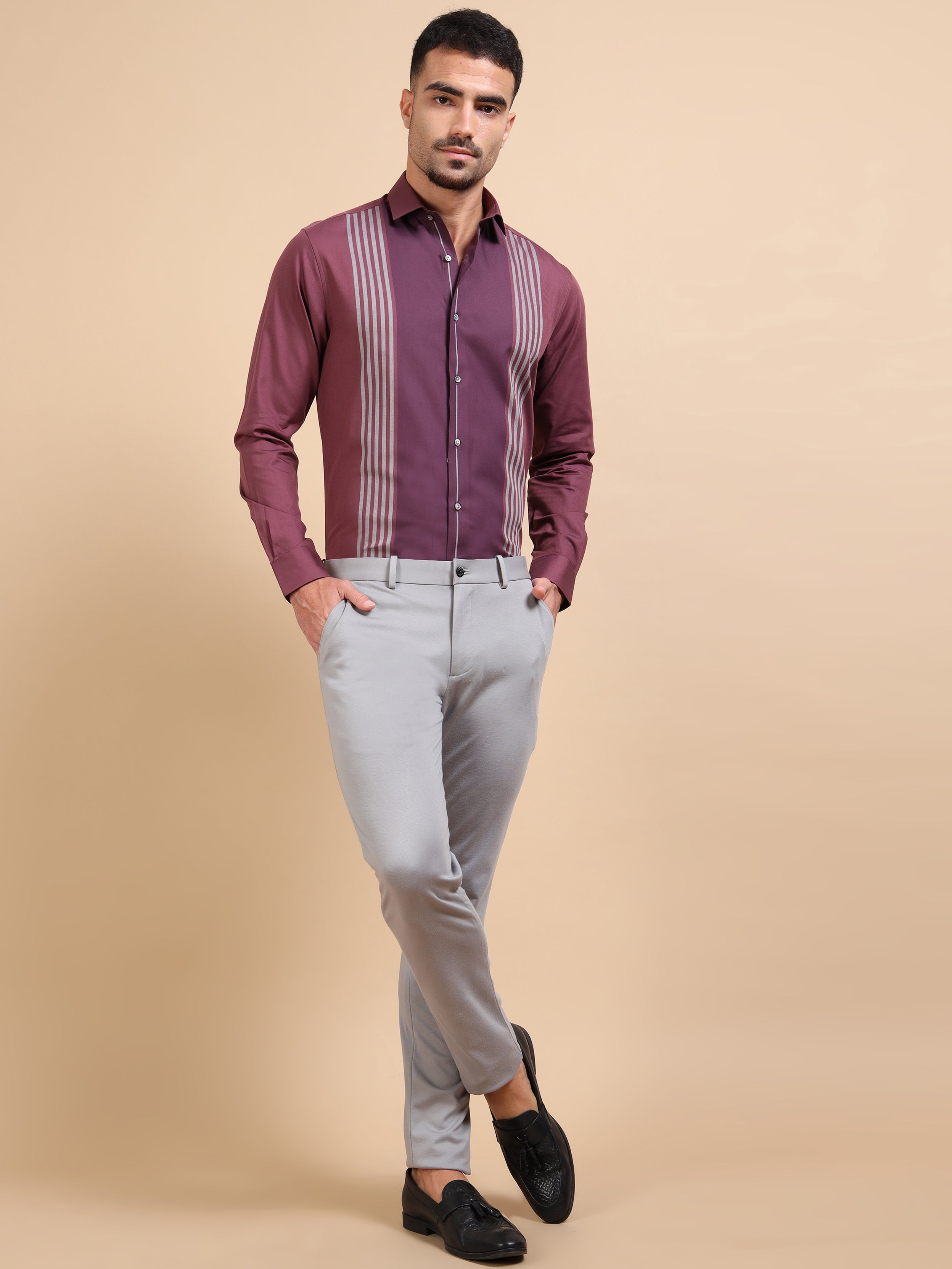 Maroon Paneled Occasion Shirt