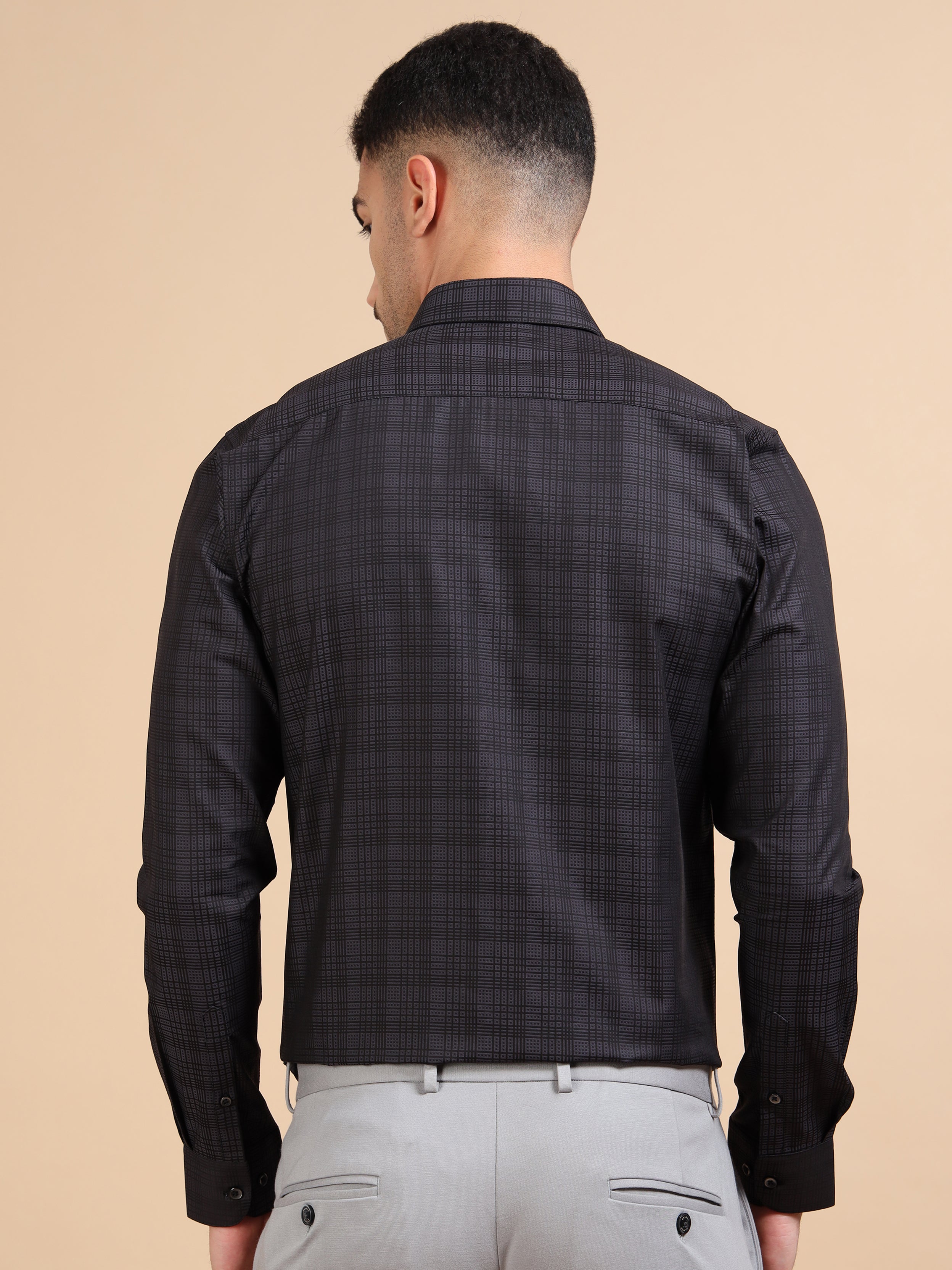 Amazing Black Check Formal Shirt