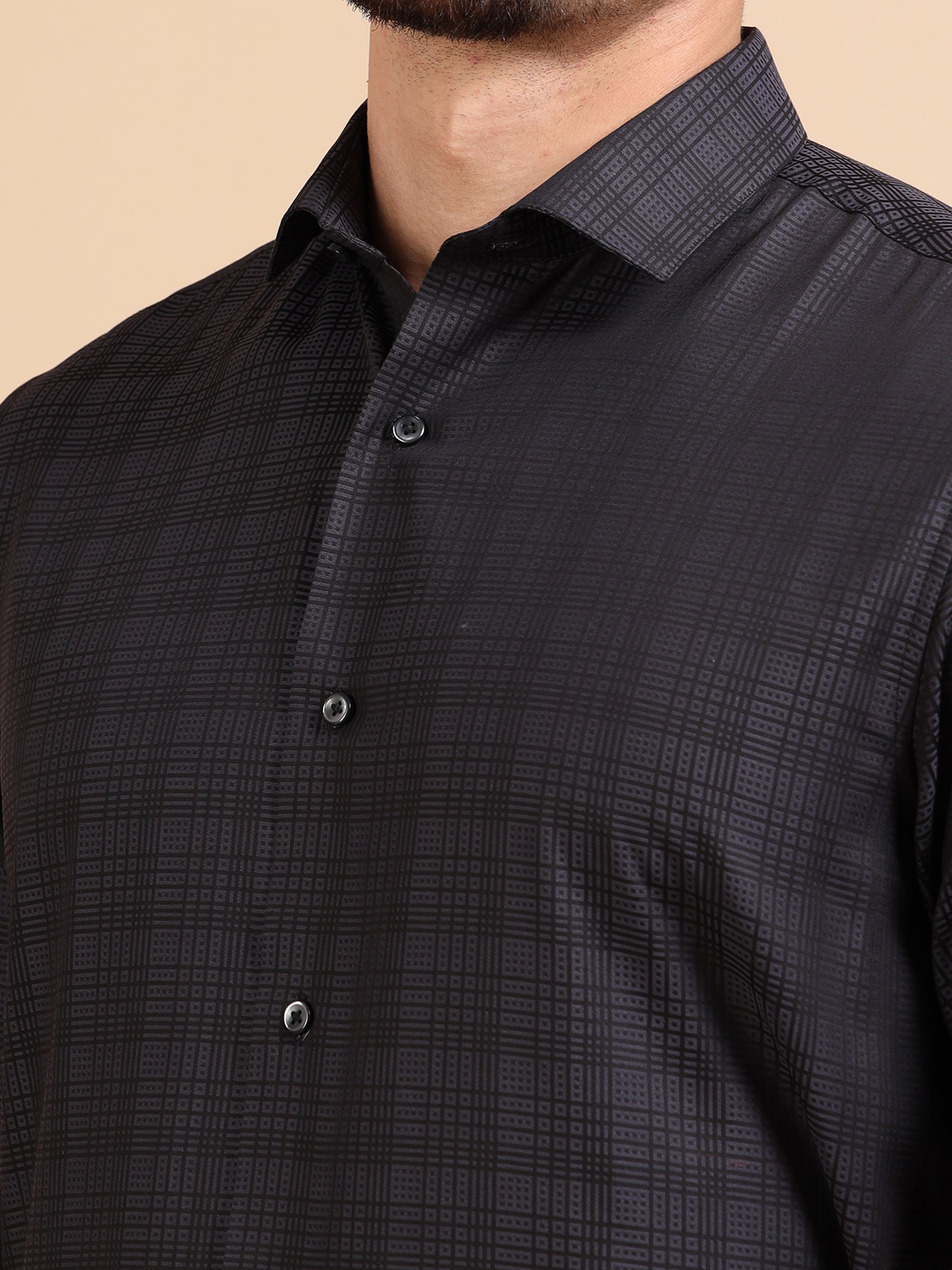 Amazing Black Check Formal Shirt