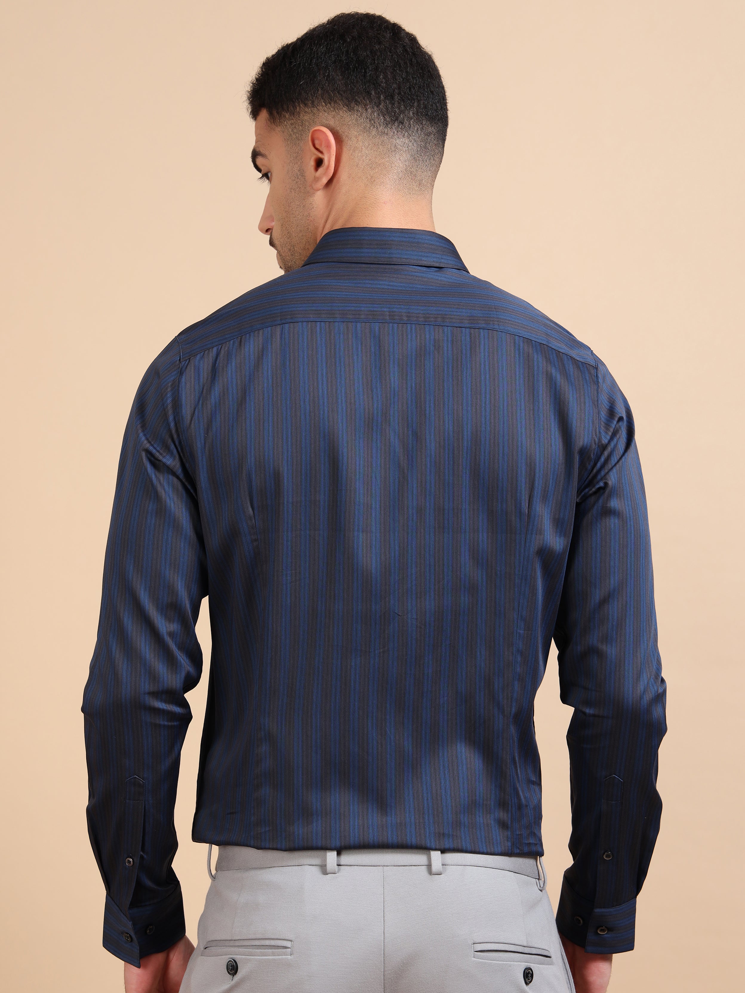 Macho Navy Formal Stripe Shirt